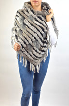 Load image into Gallery viewer, Rabbit &amp; Raccoon Fur Poncho with Hood
