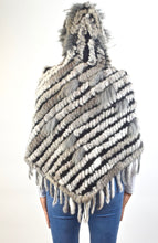 Load image into Gallery viewer, Rabbit &amp; Raccoon Fur Poncho with Hood
