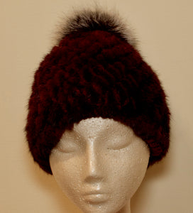 Mink Fur Hat & Fox Fur Pom Pom