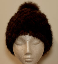 Load image into Gallery viewer, Mink Fur Hat &amp; Fox Fur Pom Pom
