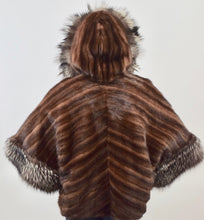 Load image into Gallery viewer, Mahogany Mink &amp; Silver Fox Fur Hooded Vest/Jacket/Cape
