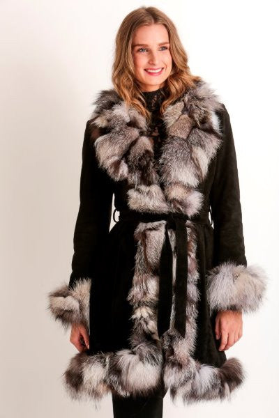 Suede and  Fox Fur Coat