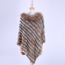 Load image into Gallery viewer, Rex Rabbit Fur &amp; Raccoon Fur Poncho/Cape
