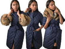 Load image into Gallery viewer, Quilted Coat with Removable Fox Fur Trim
