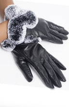 Load image into Gallery viewer, Leather and Rex Fur Gloves
