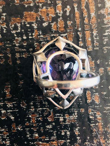 Amethyst & Diamond Ring (Sterling)