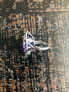Amethyst & Diamond Ring (Sterling)