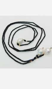 Black Spinel & Baroque Pearl Necklace