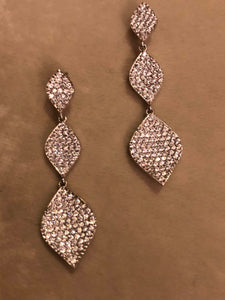 Sterling Silver White Topaz Pave Drop Earrings