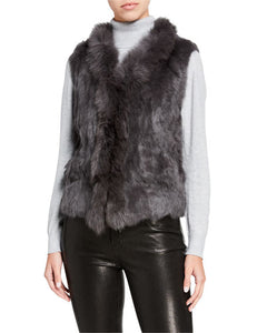 Rabbit & Raccoon Fur Knitted Vest with Fringe
