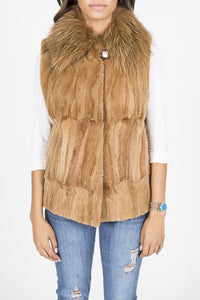 Golden Dyed Sheared Mink and Fox Vest