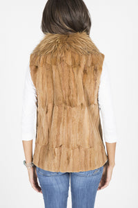 Golden Dyed Sheared Mink and Fox Vest