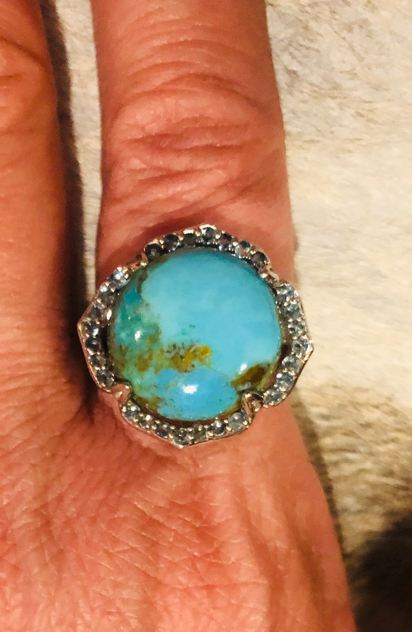 Sterling, Turquoise and Blue Topaz Ring